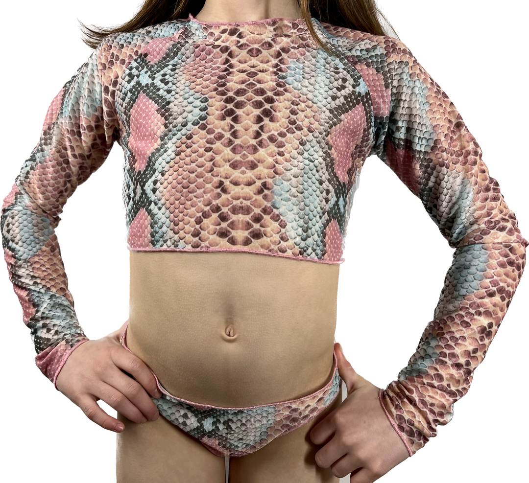 Girls Bikini Set - Long Sleeve in Pink