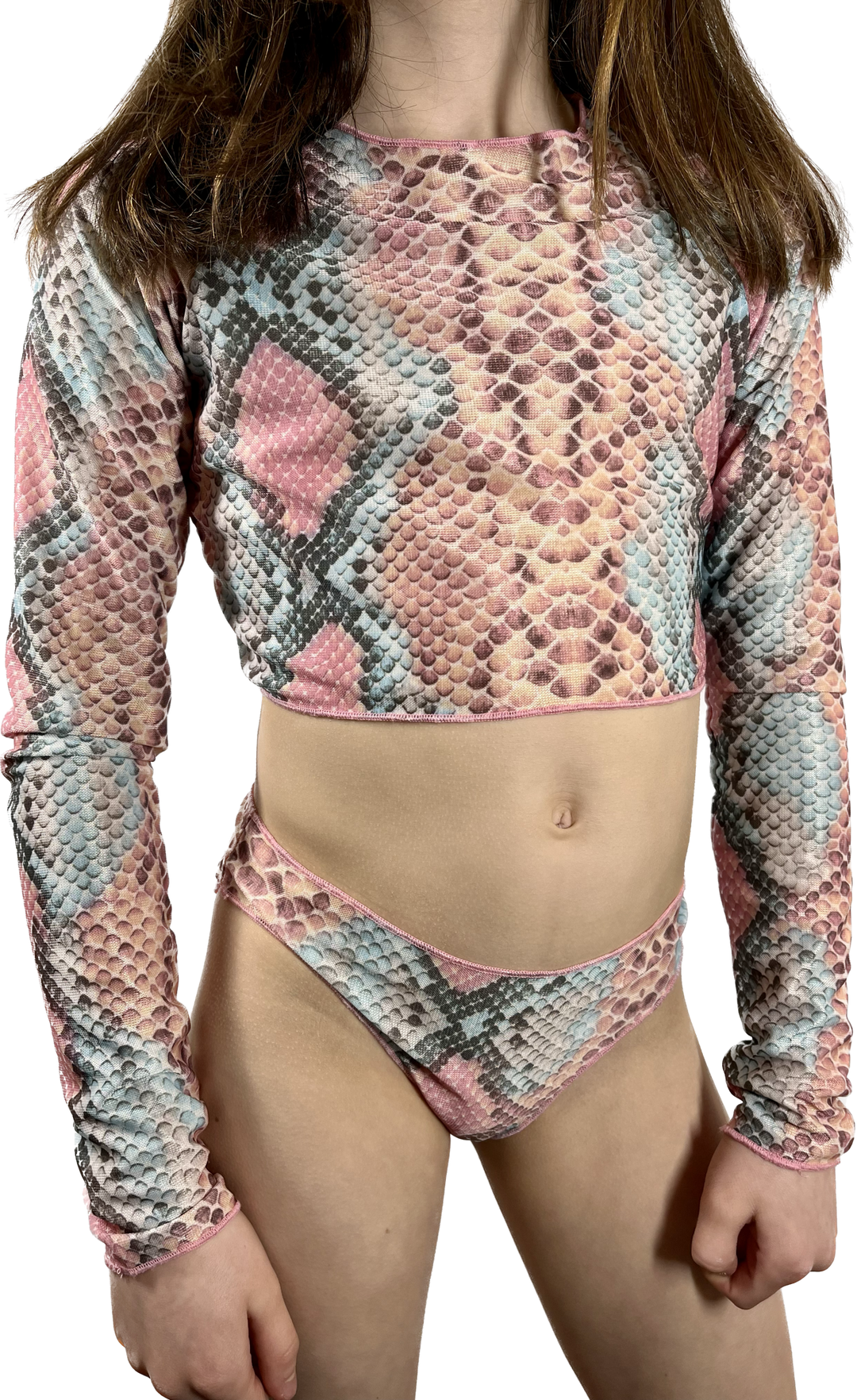 Girls Bikini Set - Long Sleeve in Pink