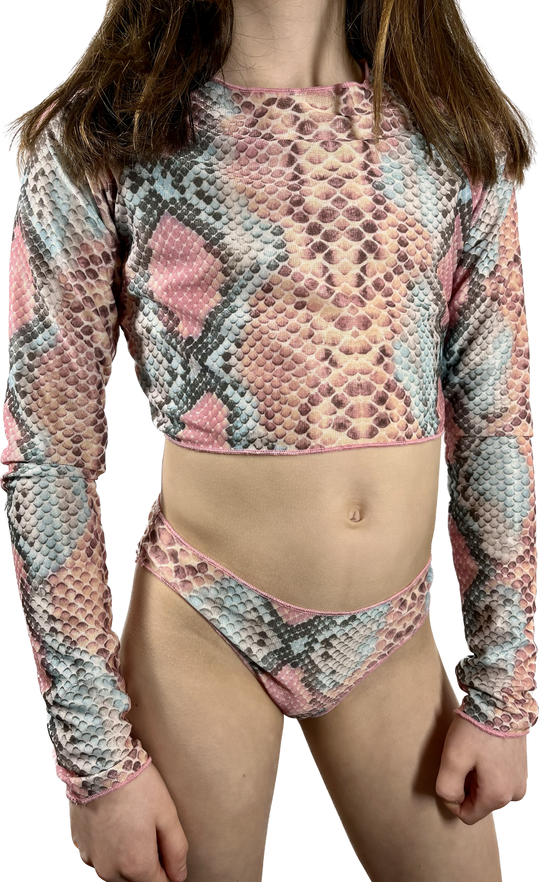 Girls Bikini Set - Long Sleeve in Pink