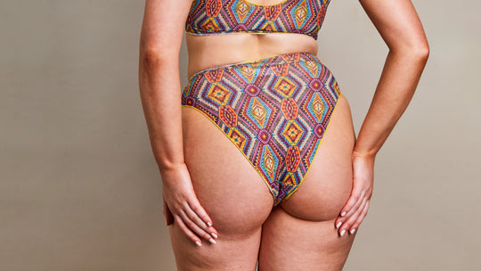 Tan Through High Waisted Bottom - Electric Palm