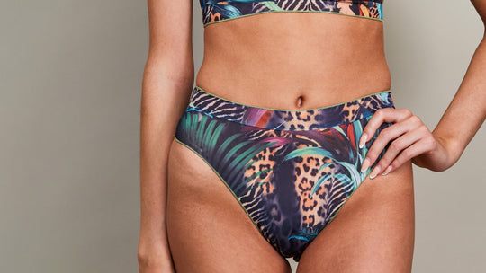 Tan Through High Waisted Bottom - Electric Palm