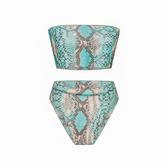 Tan Through  Bandeau Bikini Set - Turquoise