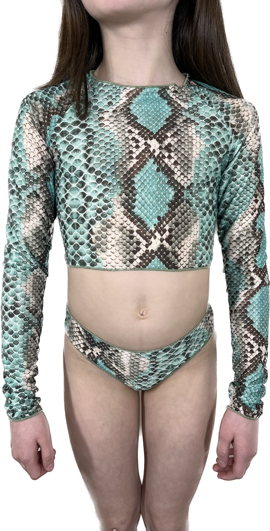 Girls Bikini Set - Long Sleeve in Turquoise